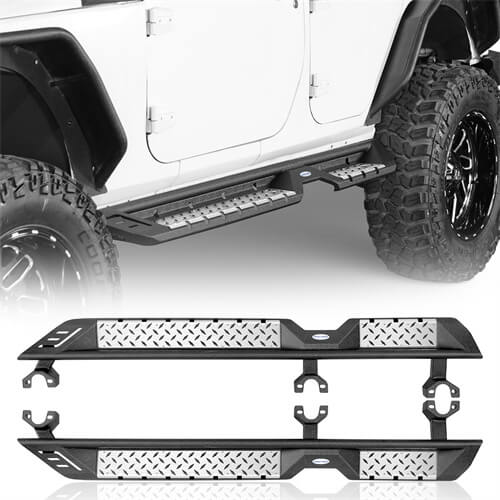 Running Boards Side Step Bars For 2007-2018 Jeep Wrangler JK 4-Door - Hooke Road