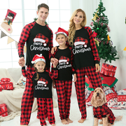 Christmas Matching Family Pajamas Red Plaids Christmas Hat Merry Christmas Letter Black Pajamas Set With Baby Pajamas