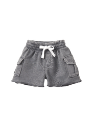 Raw Edge Cargo Short - Charcoal Wash