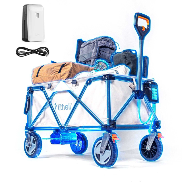 Litheli Electric Foldable Utility Camping Wagon with Power Bank