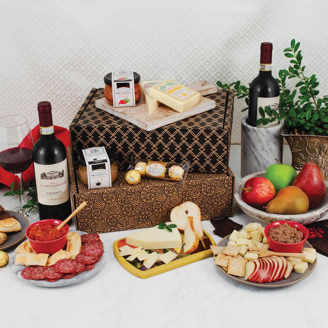 Italian Wine, Fruit, Cheese & Gourmet Double Decker Gift Box