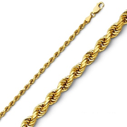 2.5mm 14K Yellow Gold Solid Diamond-Cut Rope Chain Necklace - Heavy 18-24in