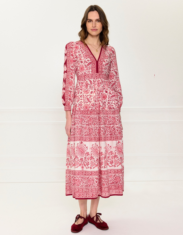 Burgundy Patchwork Olive Dress