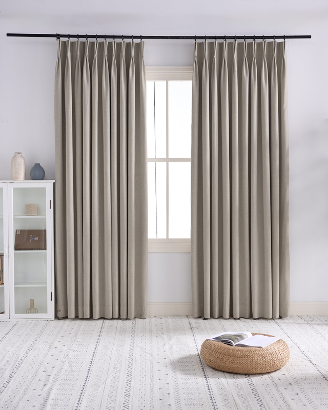 Sally 4 Layers 100% Blackout Linen Blend Custom Curtain