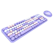 Mofii Sweet Keyboard Mouse Combo Mixed Color 2.4G Wireless Keyboard Mouse Set Circular Suspension Key Cap for PC Laptop Purple