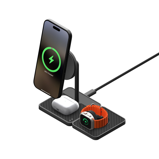 3 in 1 Charging Stand with Qi2 and Apple Technology — Aramid Fibre