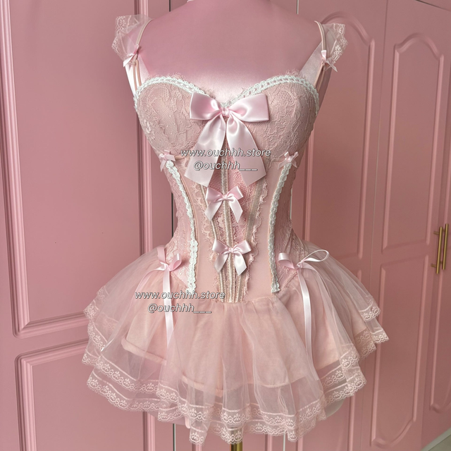 Ballerina Puppet Corset Mini Dress (Dusty Pink)