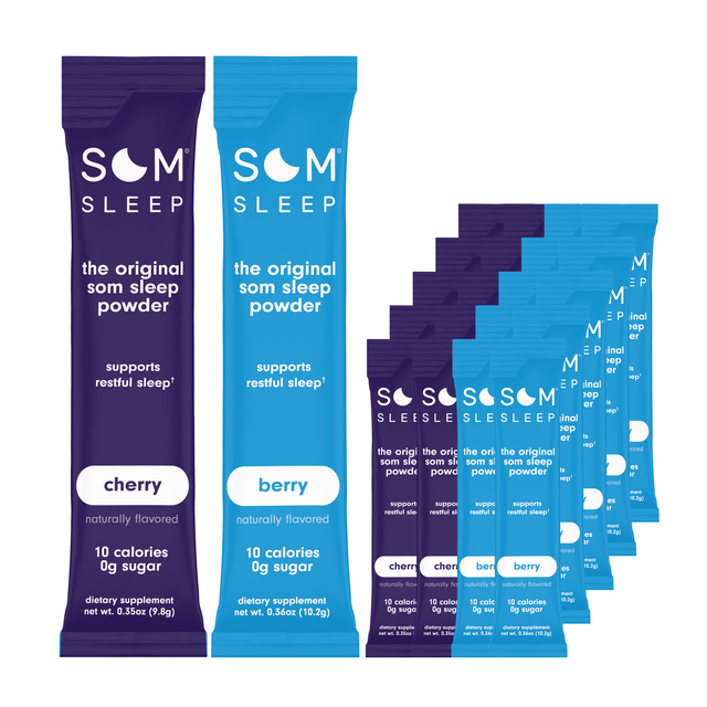 Som Sleep Powder Drink Mix Variety Pack, Berry + Cherry, 20-Pack