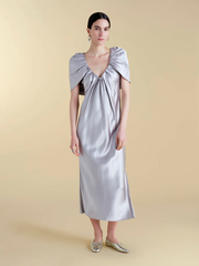 Satin Sheath with Draped Neckline