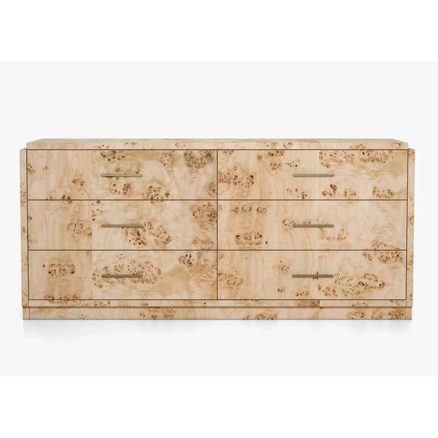 Wesley Burl 6-Drawer Dresser - Light Burl