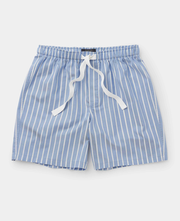 Pale Blue Cotton Twill Wide Stripe Lounge Shorts