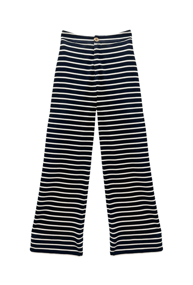 Le Culottes Full Length - Black & White Stripe Knit