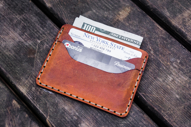No.40 Handmade Leather Slim Card Wallet - Crazy Horse Tan