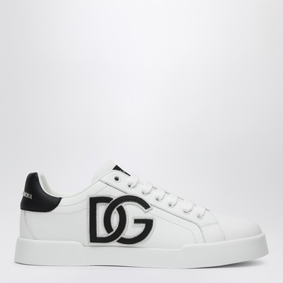 White/Black Portofino Sneakers in Leather