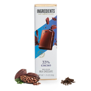 Ingredients 33% Cacao Belgian Milk Chocolate 1.5oz Bar