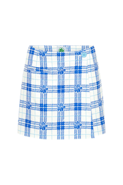 Hibiscus Plaid Wrap Skirt - Blue/White