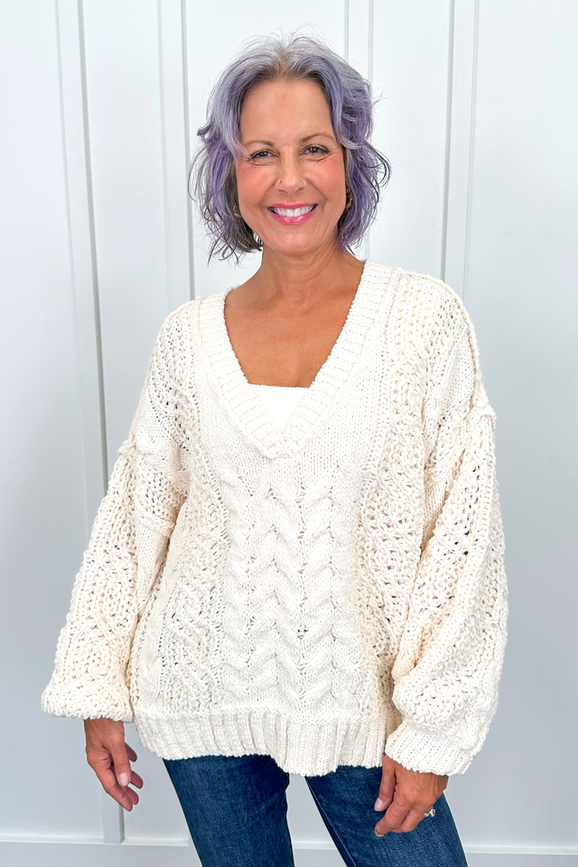Women's Cozy Twisted Knit Chenille Sweater