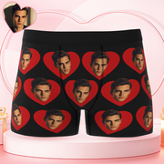 Custom Men's Face Boxers Personalized Photo Love Heart Multicolor Boxer Briefs for Boyfriend Valentine's Day Gift