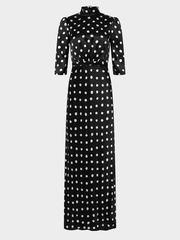 Adele Long Dress Mono Dot
