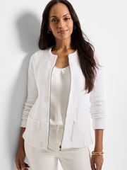 Weave Mix Knit Zip Jacket