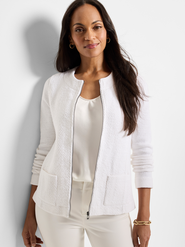 Weave Mix Knit Zip Jacket