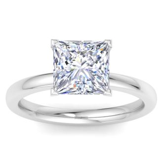 3 Carat Princess Cut Lab Grown Diamond Solitaire Engagement Ring In 14K White Gold (G-H,VS)