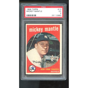 1959 Topps #10 Mickey Mantle New York Yankees EX PSA 5 Graded Baseball Card MLB