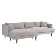 Zoya Left-Facing Down Filled Overstuffed Sectional Sofa in Heathered Weave Light Gray - East End Imports EEI-6611-HLG