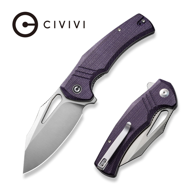 CIVIVI BullTusk Flipper & Thumb Hole Knife Micarta Handle (3.48" 14C28N Blade) C23017-3 , With No Free Gift