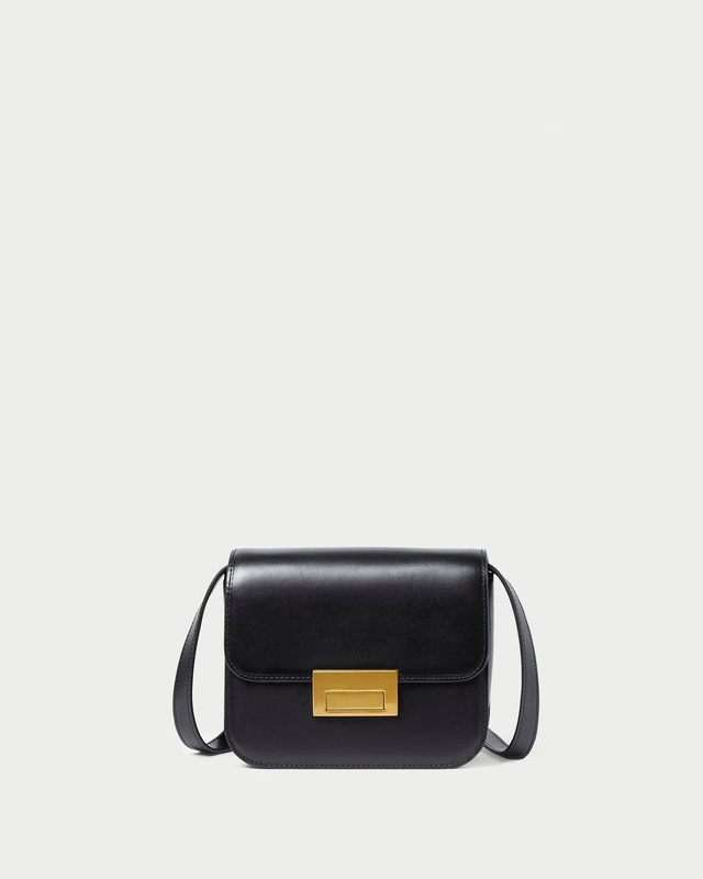 Desi Black Leather Crossbody