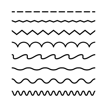 Collection of simple seamless border lines, including zigzag, curved,...