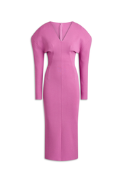 CREPE KNIT DRAPED SLEEVE DRESS