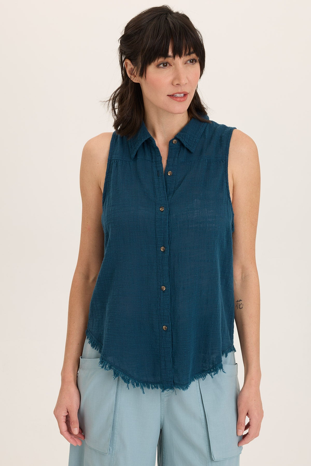 Otto Gauze Button-Up Tank