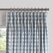 Pinch Pleat Drapery in Gingham - Blue Jean