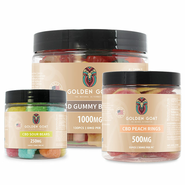 CBD Gummies 250MG | Pure CBD Gummy 500MG & Bears, Banana, watermelon 1000MG | Golden Goat CBD