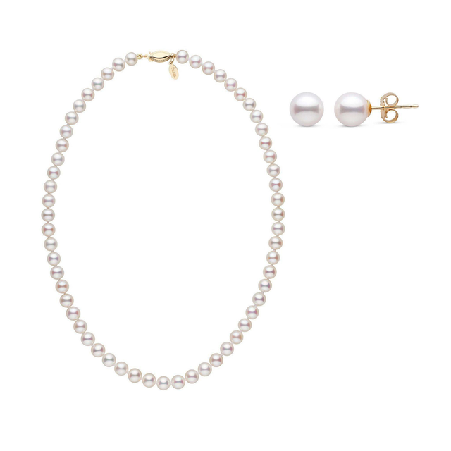 6.5-7.0 mm White Freshadama Freshwater Pearl Earrings & Necklace Set