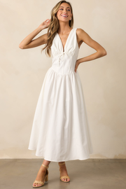 Sunny Day Soiree White Cotton Corset Maxi Dress