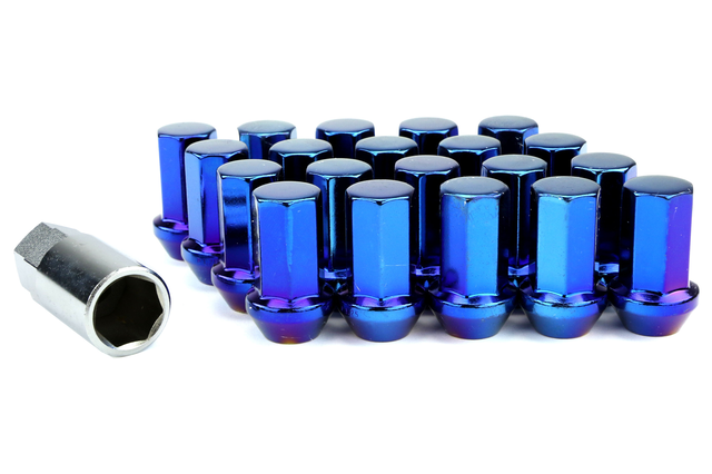 KICS Project Heptagon Caliber 24 Blue Titanium Closed Ended Lug Nuts 12X1.25 - Universal