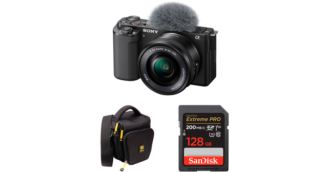 Sony ZV-E10 Mirrorless Camera with 16-50mm Lens and Accessories Kit (Black)