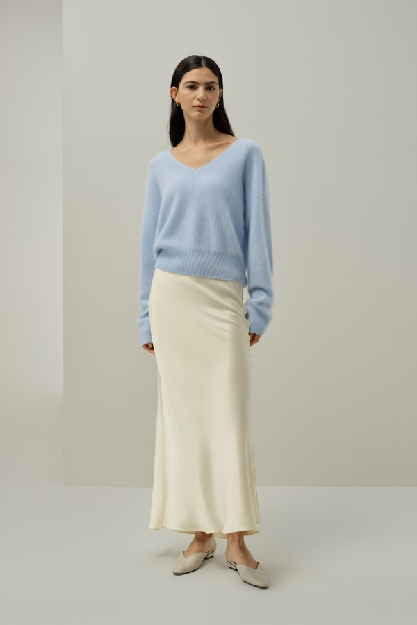 Brushed V-Neck Cashmere Sweater