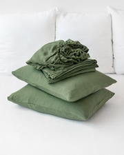 Forest green linen sheet set (4 pcs)