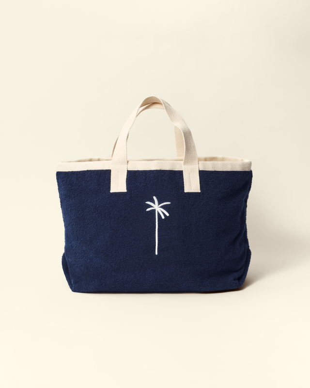 Terry Cotton California Tote Bag - T30EY - Sydney Vintage Navy With Off White Logo