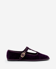 Verona Velvet T-Strap Mary Jane Flat