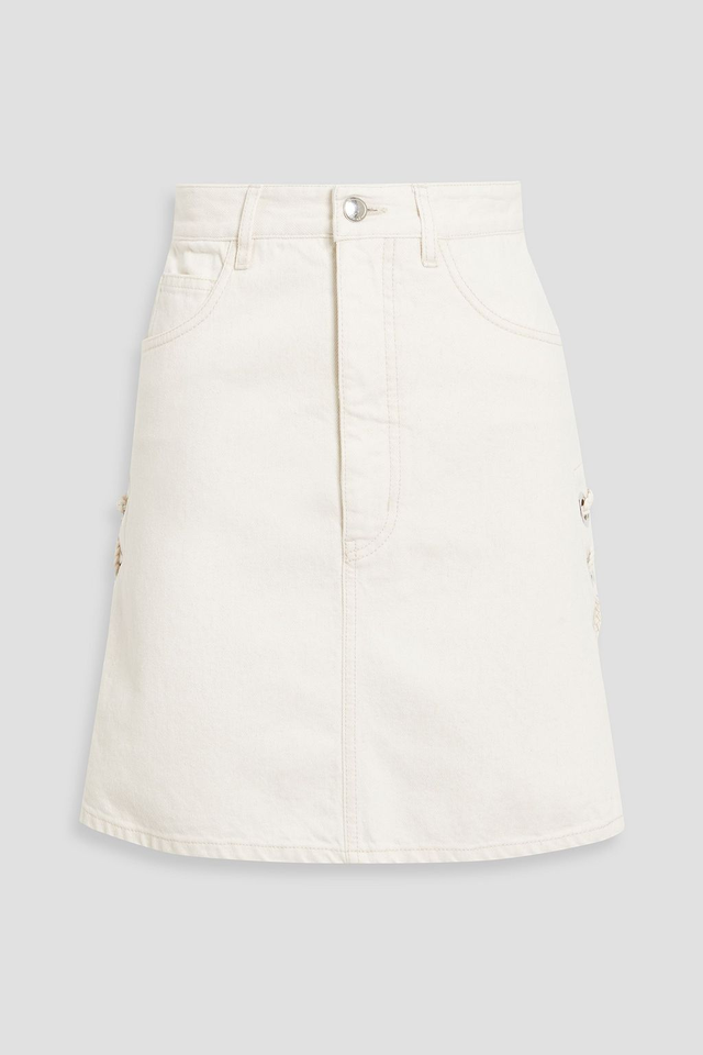 Lace-up denim mini skirt - ivory - One Size