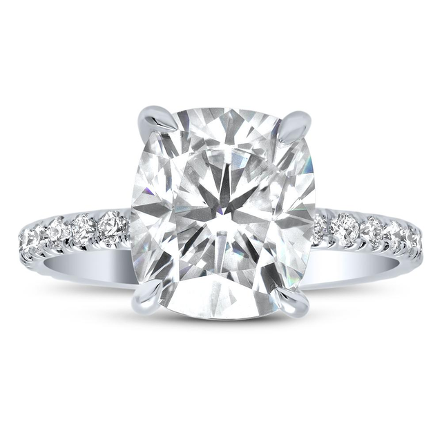 Thin Pave Eternity Engagement Ring Setting Flush Set Design