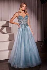Cinderella Divine CC0881 Prom Long A Line Corset Beaded Formal Dress