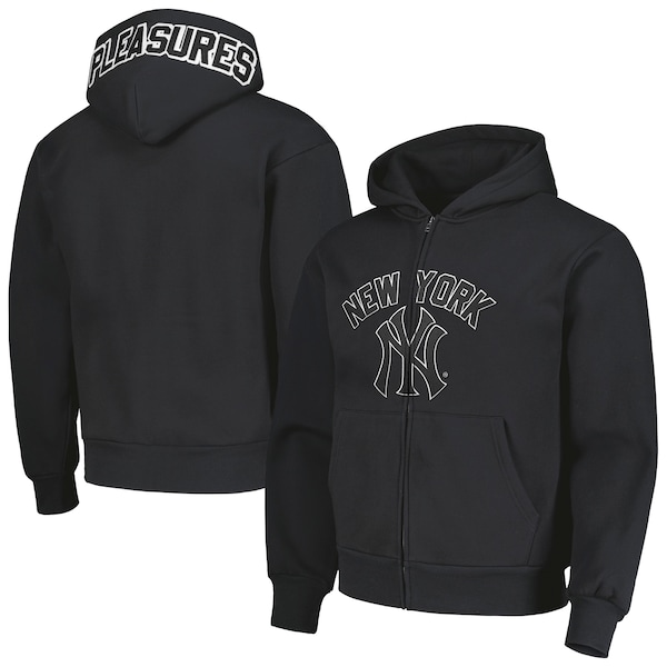 Men's New York Yankees PLEASURES Black Opening Day Full-Zip Hoodie