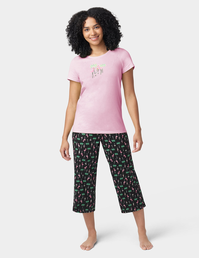 Cotton Knit Tee & Capri Set