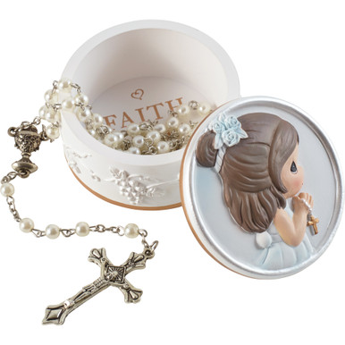 Faith Is The Light That Guides You Girl Rosary Box with Rosary