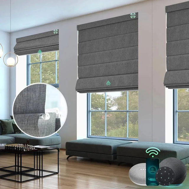 Yoolax Motorized Roman Shades | Blackout